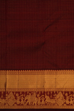 Image of Kanchipuram Silk Kattam Maroon Saree