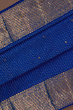 Image of Kanchipuram Silk Kattam Blue Saree