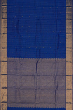 Image of Kanchipuram Silk Kattam Blue Saree