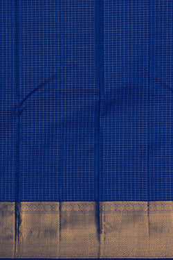 Image of Kanchipuram Silk Kattam Blue Saree