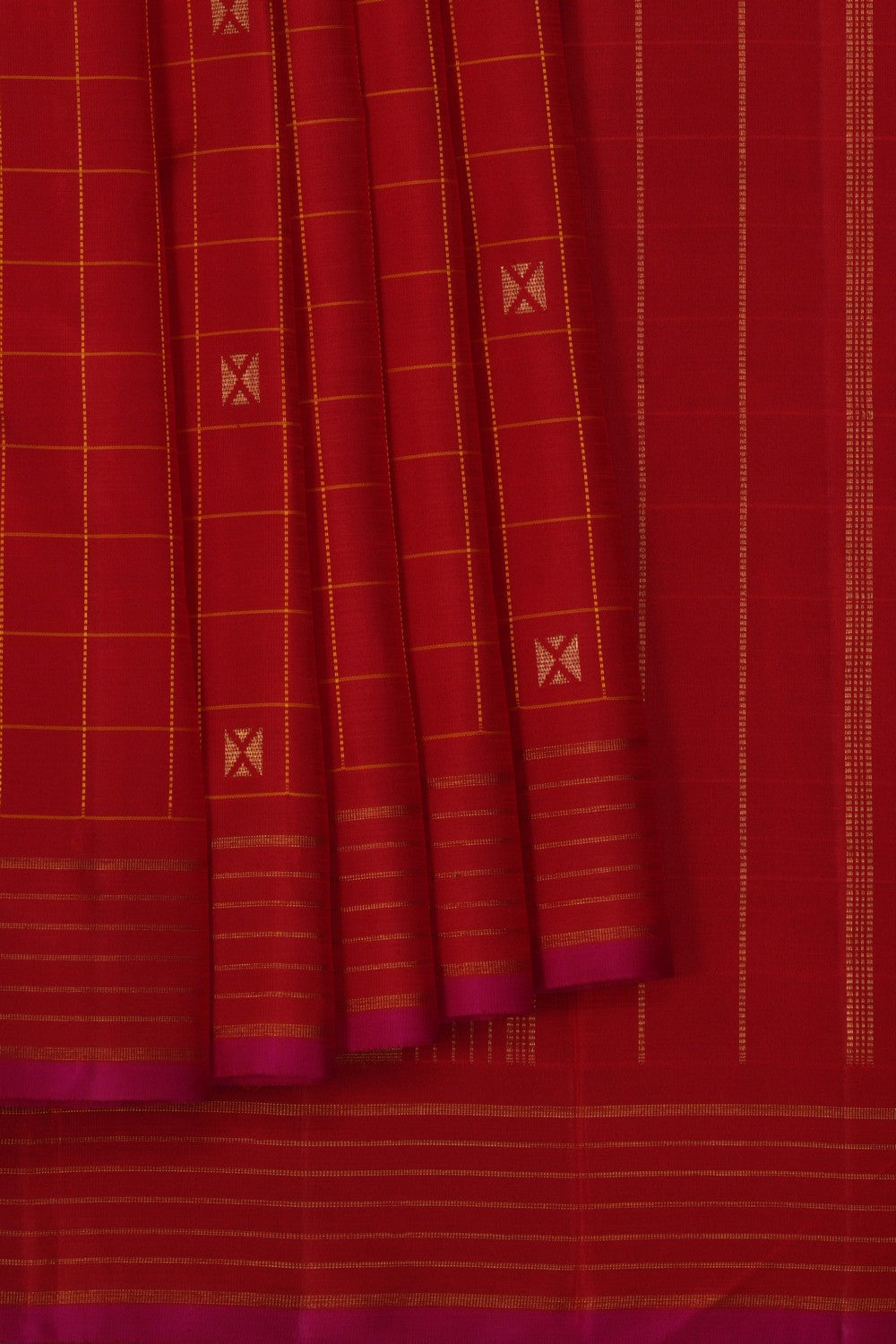 Kanchipuram Silk Kattam Red Saree