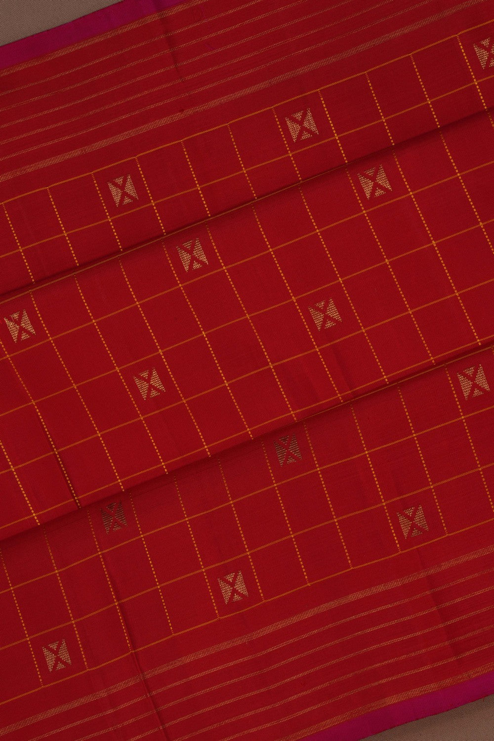 Kanchipuram Silk Kattam Red Saree
