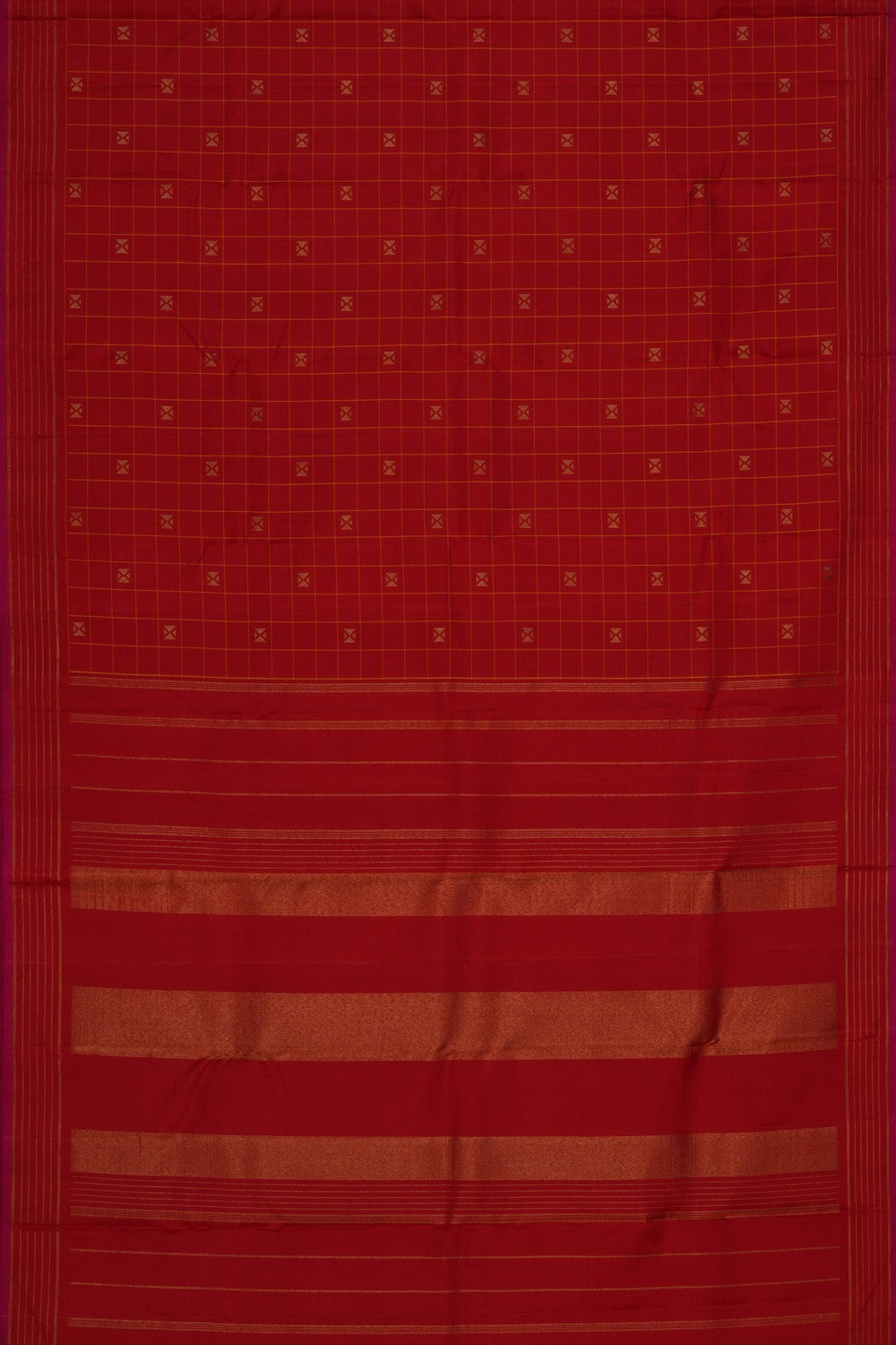Kanchipuram Silk Kattam Red Saree