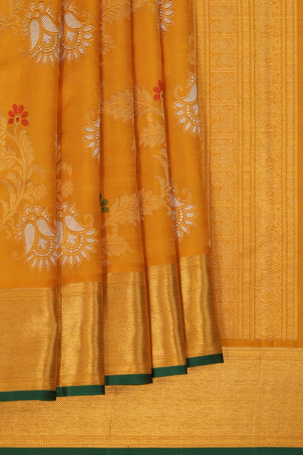 Image of Kanchipuram Silk Yellow Saree