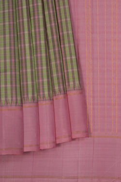 Image of Arani Silk Kattam Green Saree