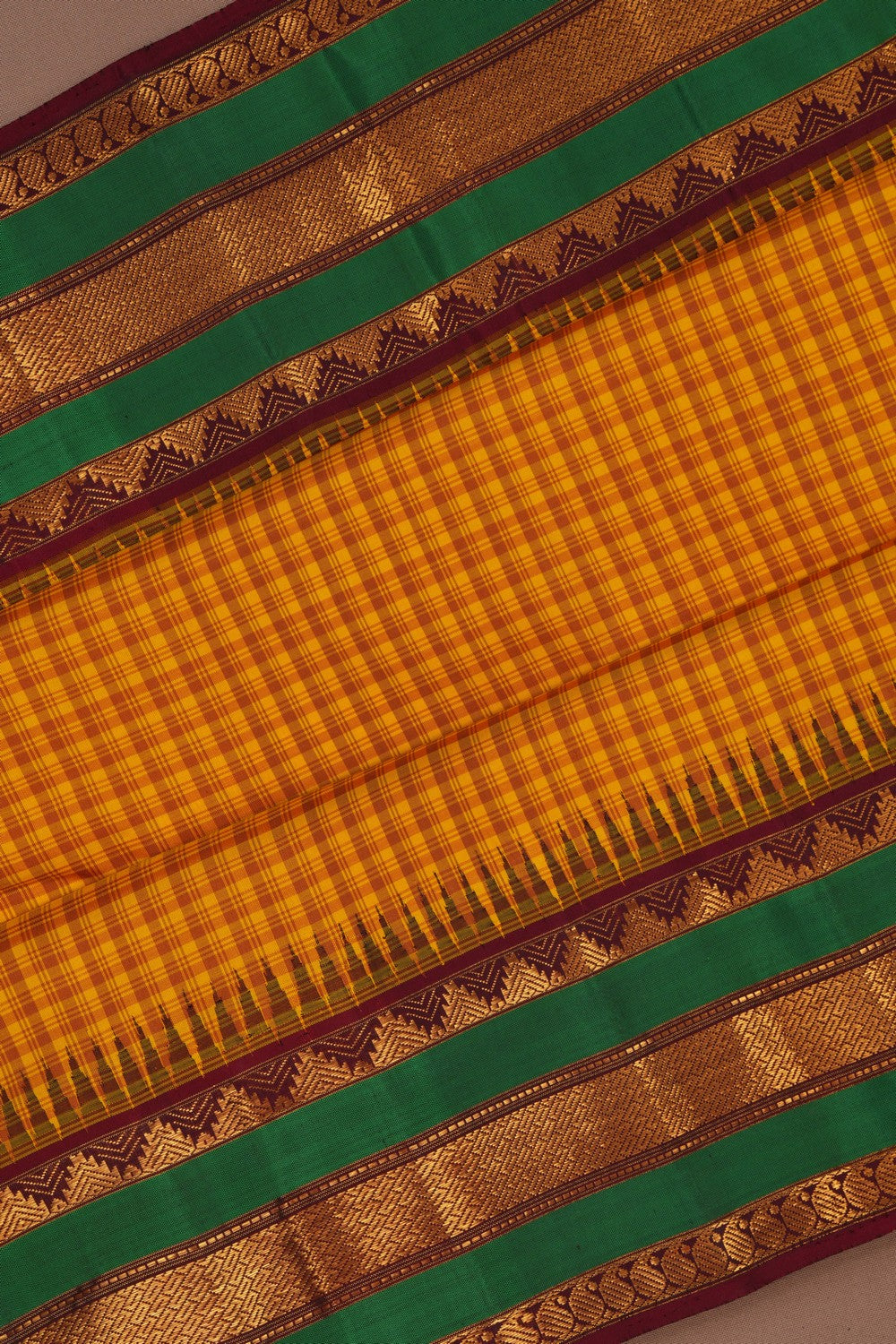 Image of Arani Silk Kattam Mustard Saree