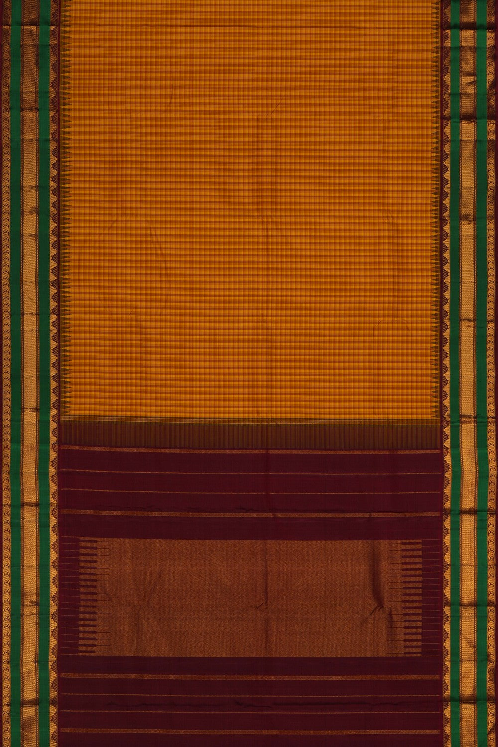 Image of Arani Silk Kattam Mustard Saree