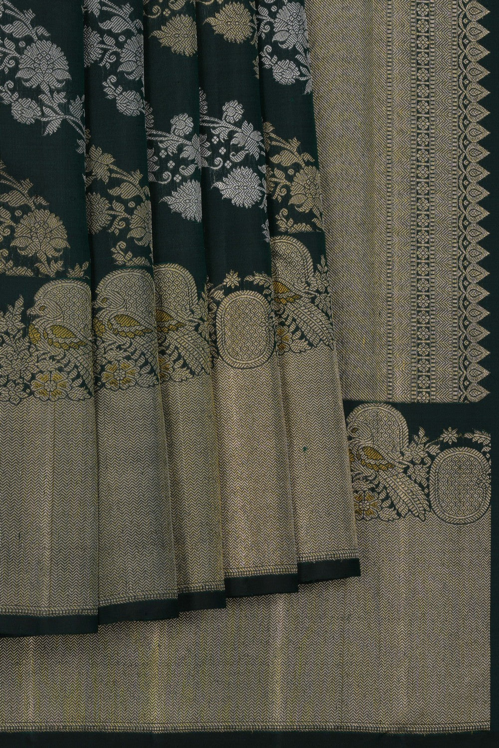 Arani Silk Bottle Green Saree