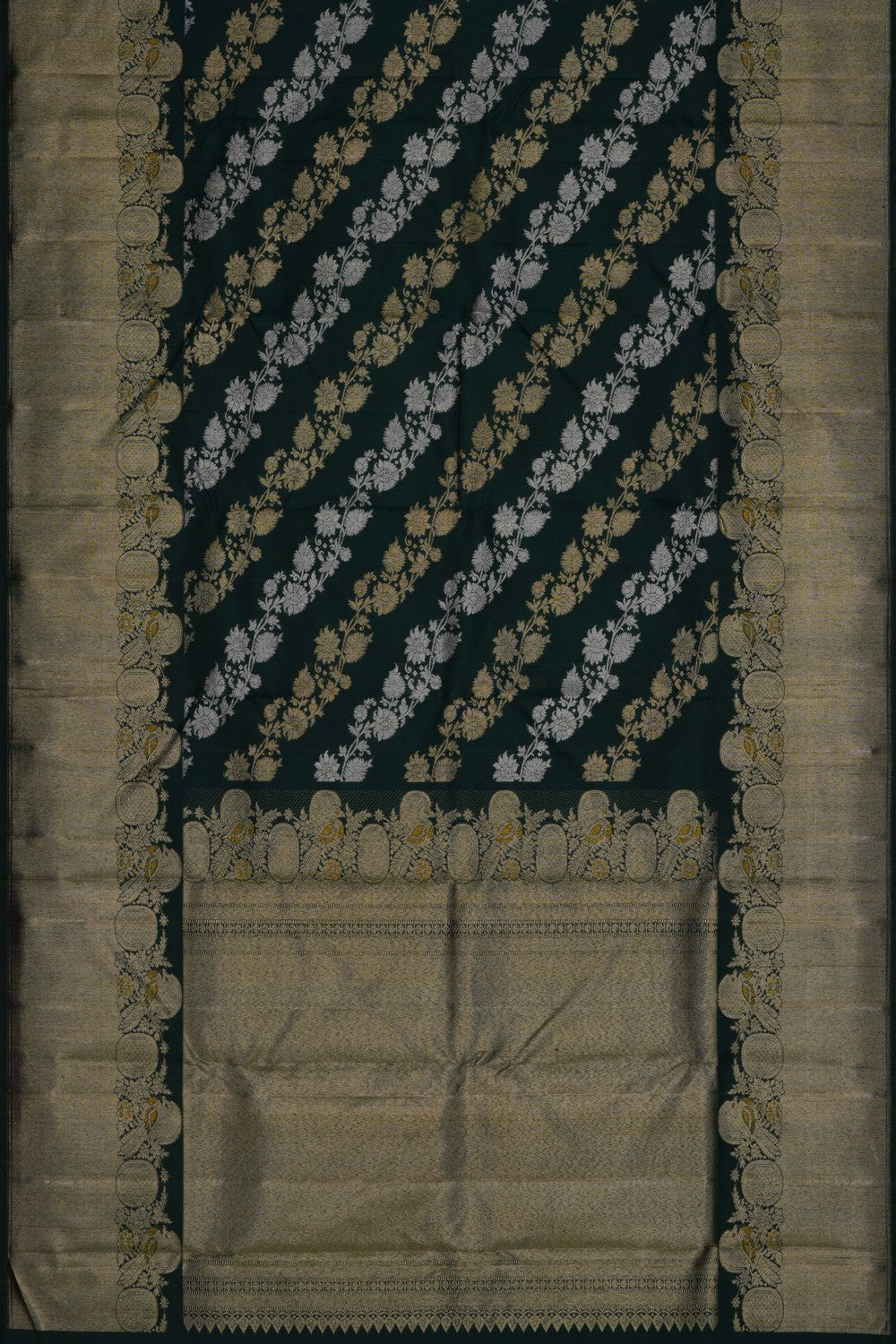 Arani Silk Bottle Green Saree