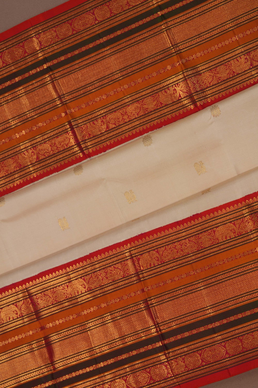 Image of Kanchipuram Silk Off White Saree