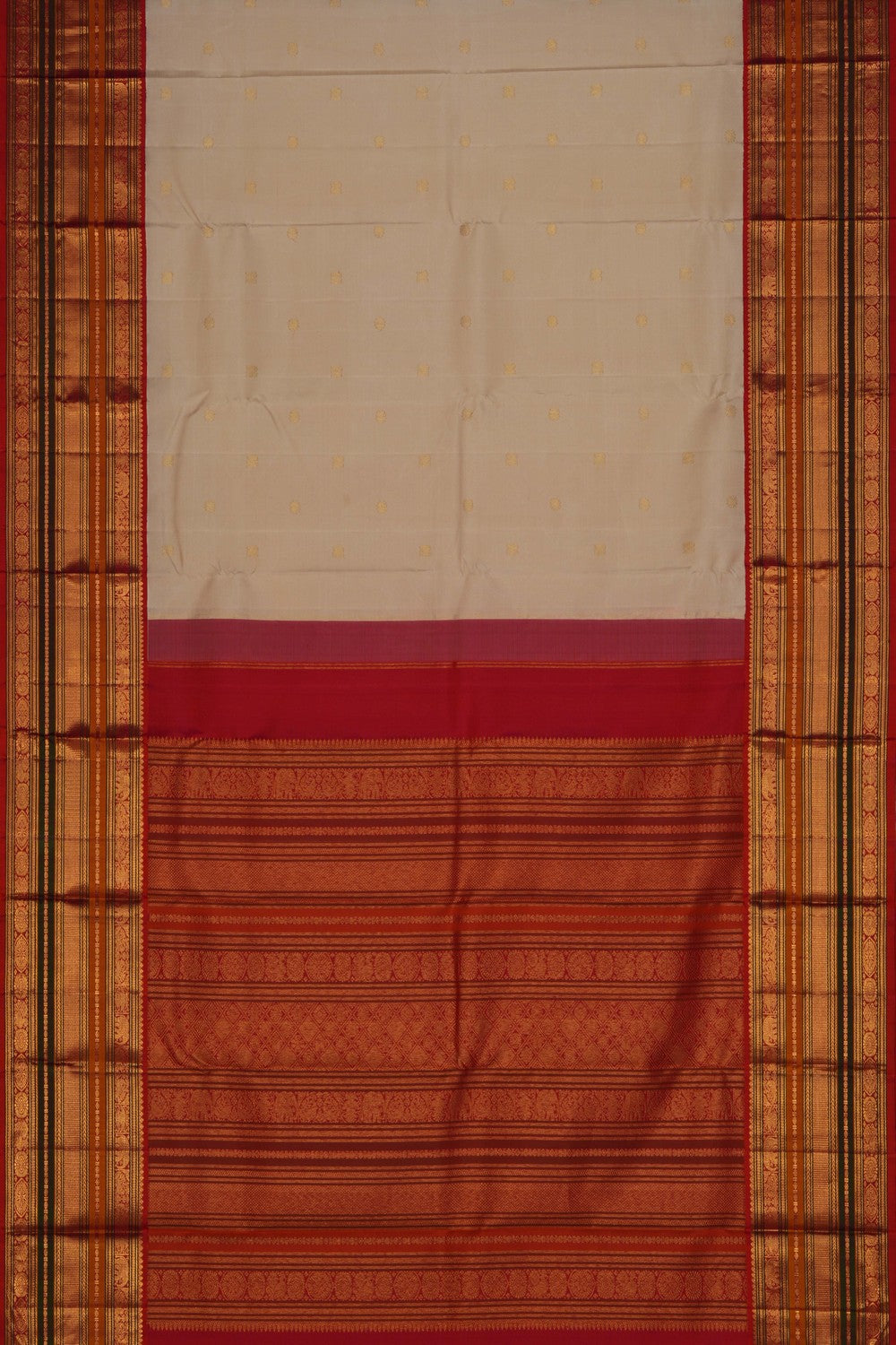 Image of Kanchipuram Silk Off White Saree