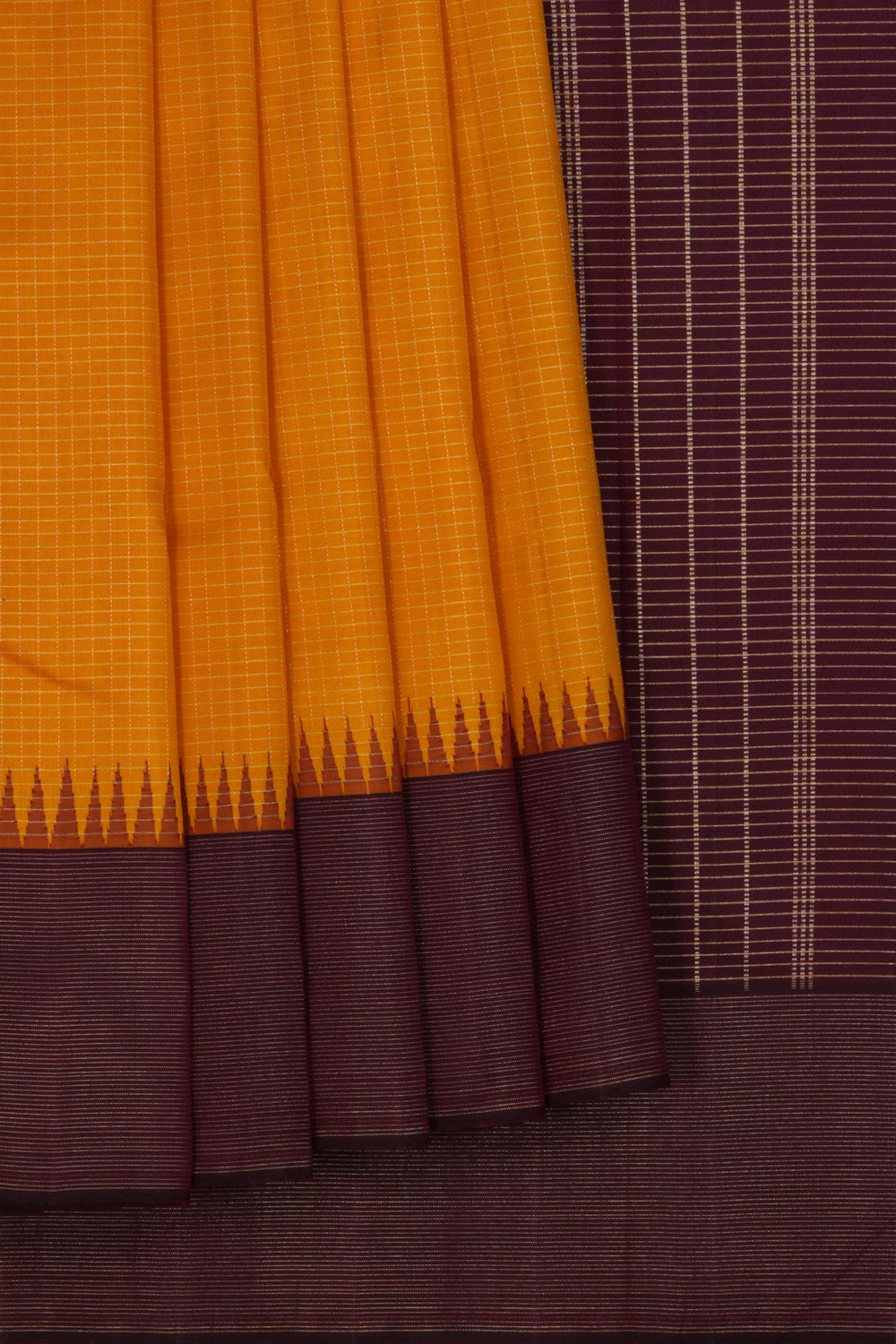 Image of Arani Silk Kattam Yellow Saree