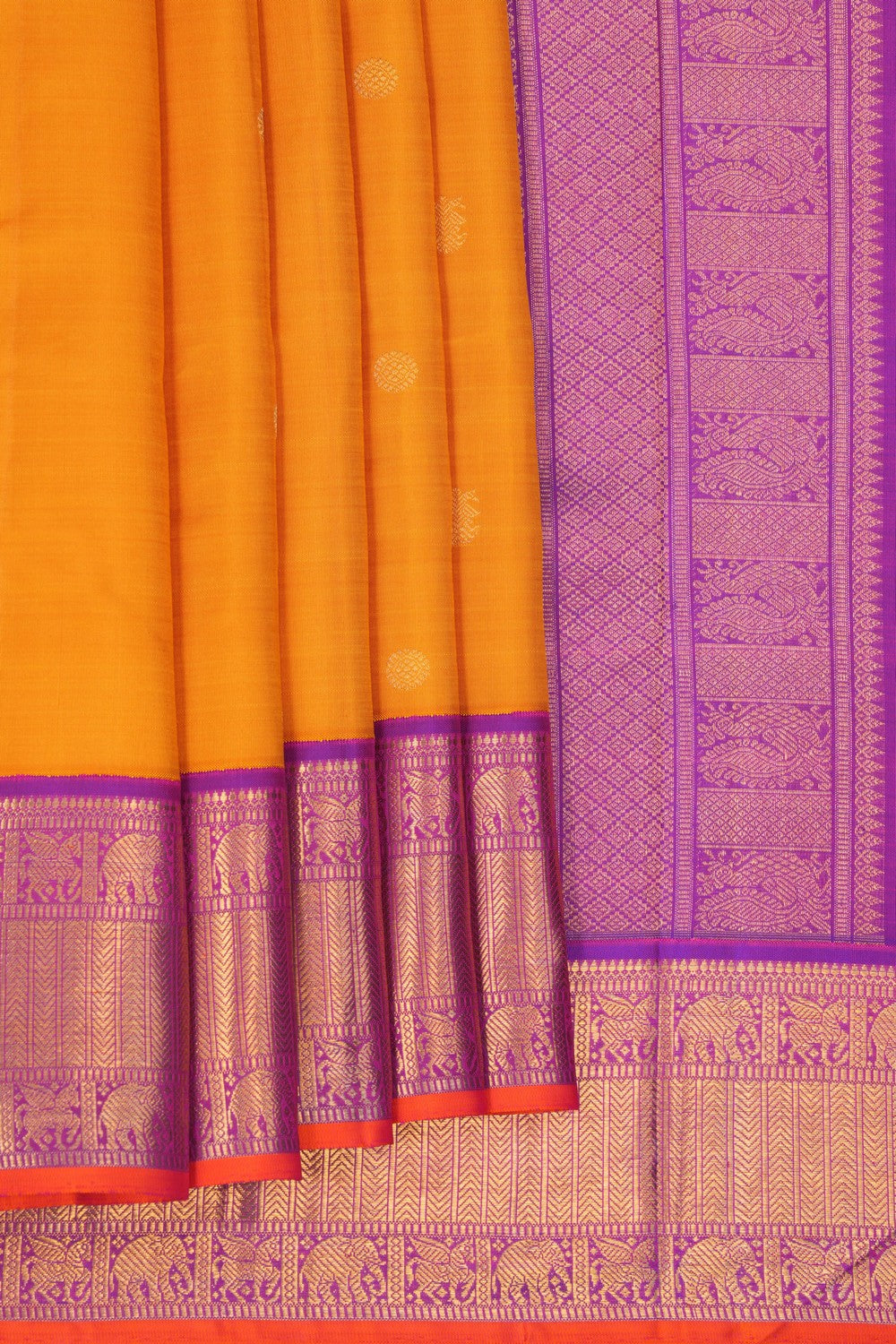 Image of Kanchipuram Silk Mustard Saree