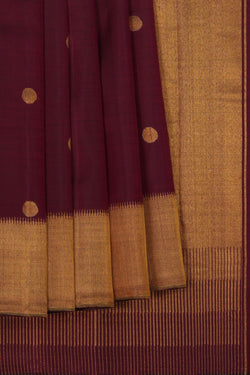 Image of Kanchipuram Silk Deep Wine Purple Saree
