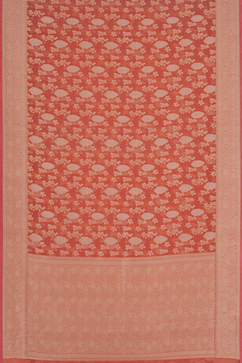 Kora Silk Coral Peach Saree