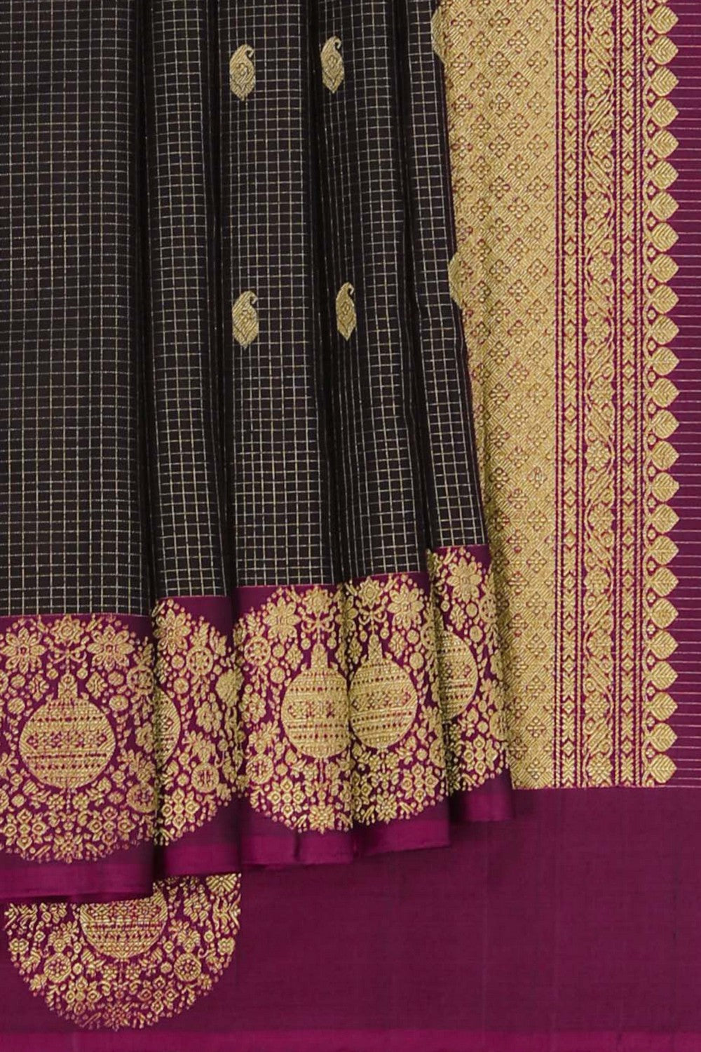 Image of Arani Silk Kattam Purple Saree
