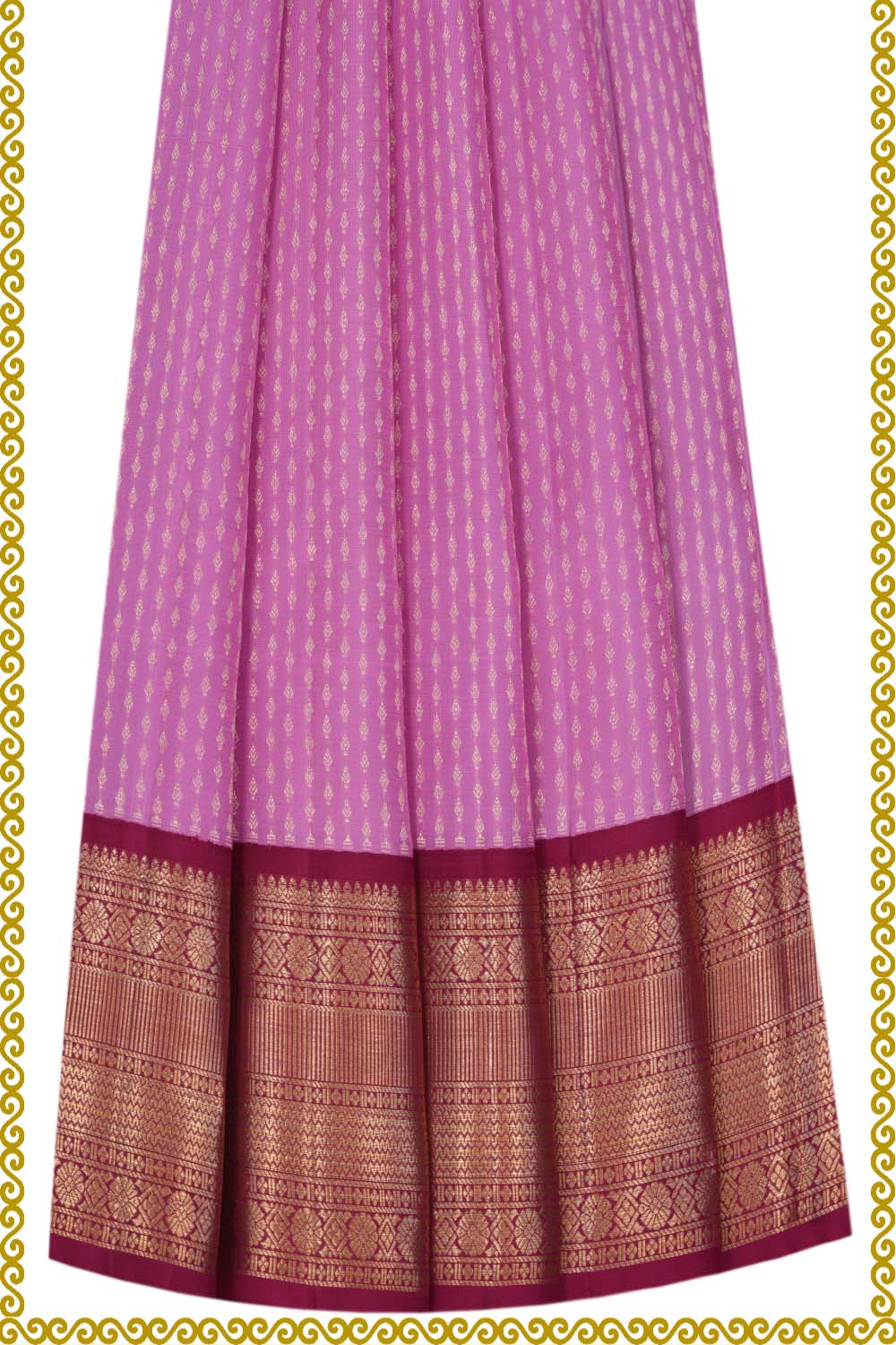Image of Kanchipattu Pavada Lavender Pink Unstitched Set