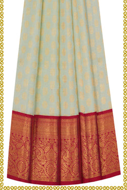 Image of Kanchipattu Pavada Pista Green Unstitched Set