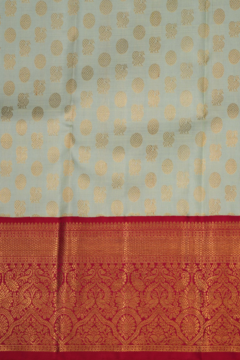 Kanchipattu Pavada Pista Green Unstitched Set