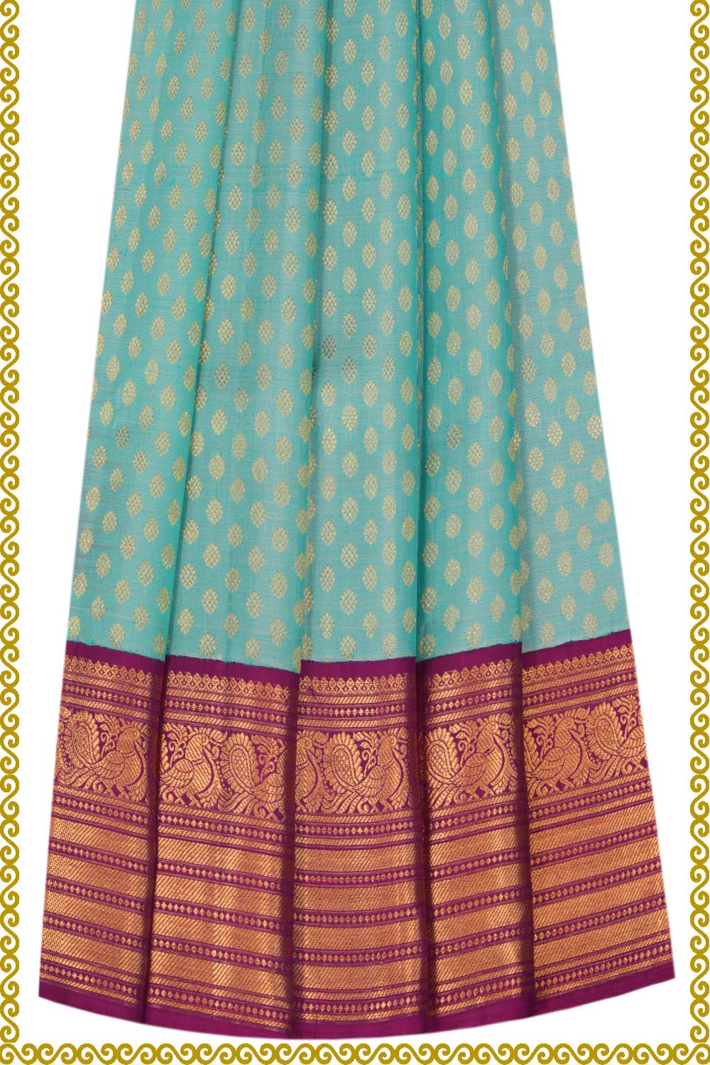 Image of Kanchipattu Pavada Sea Green Unstitched Set
