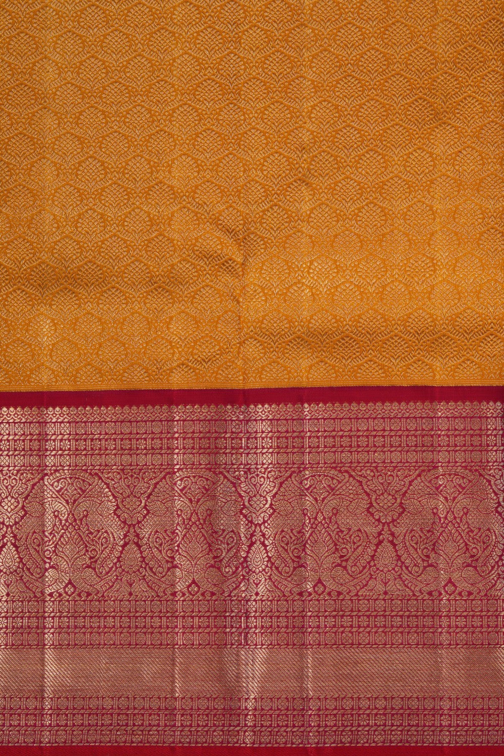 Kanchipattu Pavada Yellow Unstitched Set