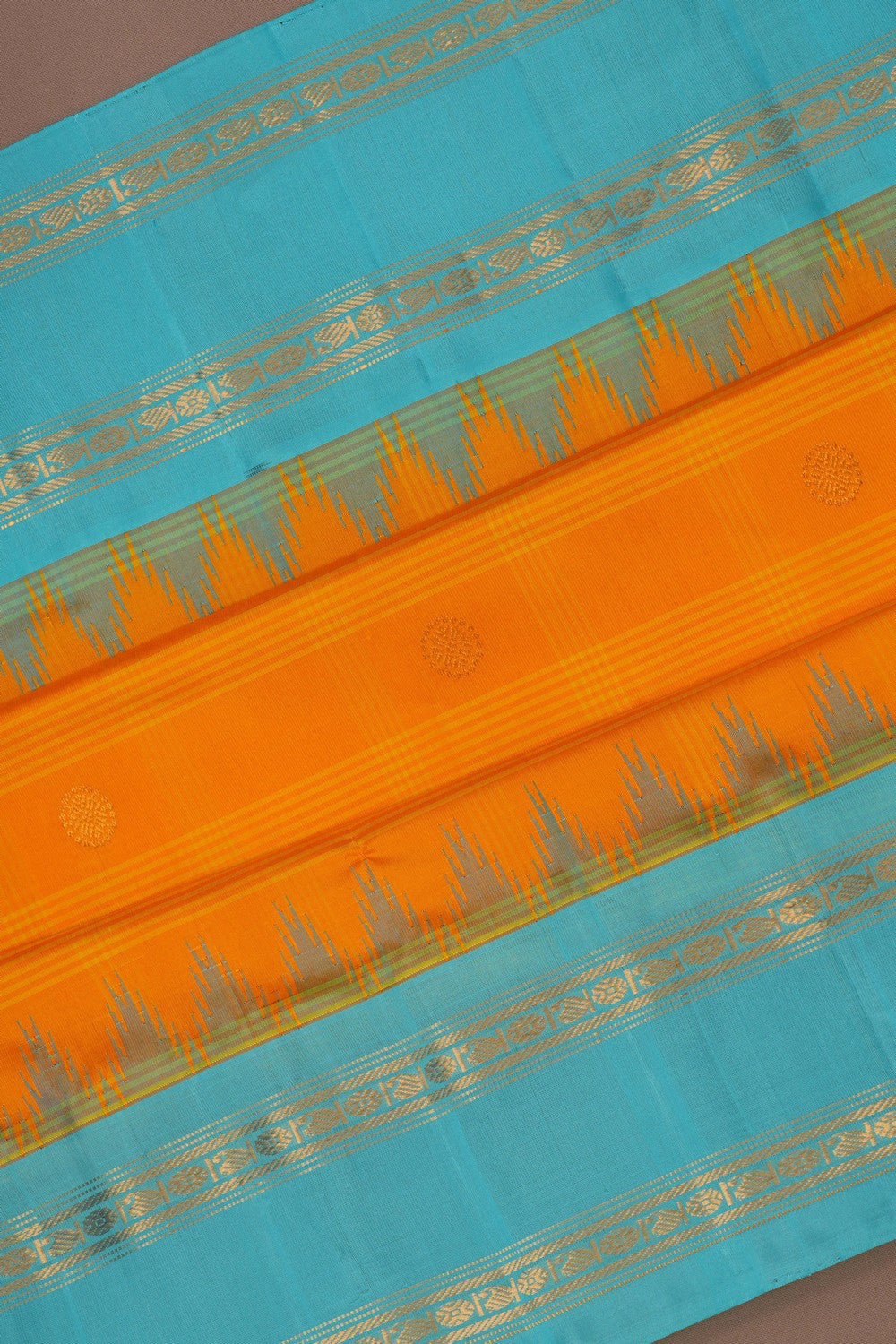 Image of Gadwal Silk Kattam Mustard Saree