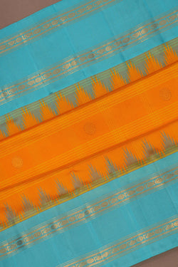 Image of Gadwal Silk Kattam Mustard Saree