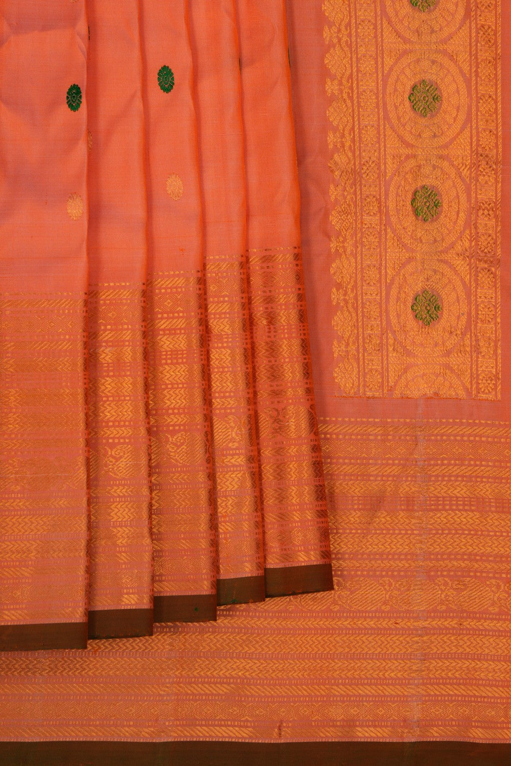Image of Gadwal Silk Peach Saree