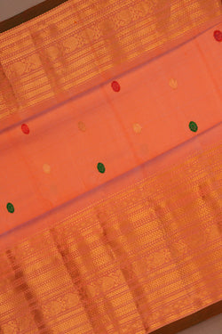 Image of Gadwal Silk Peach Saree