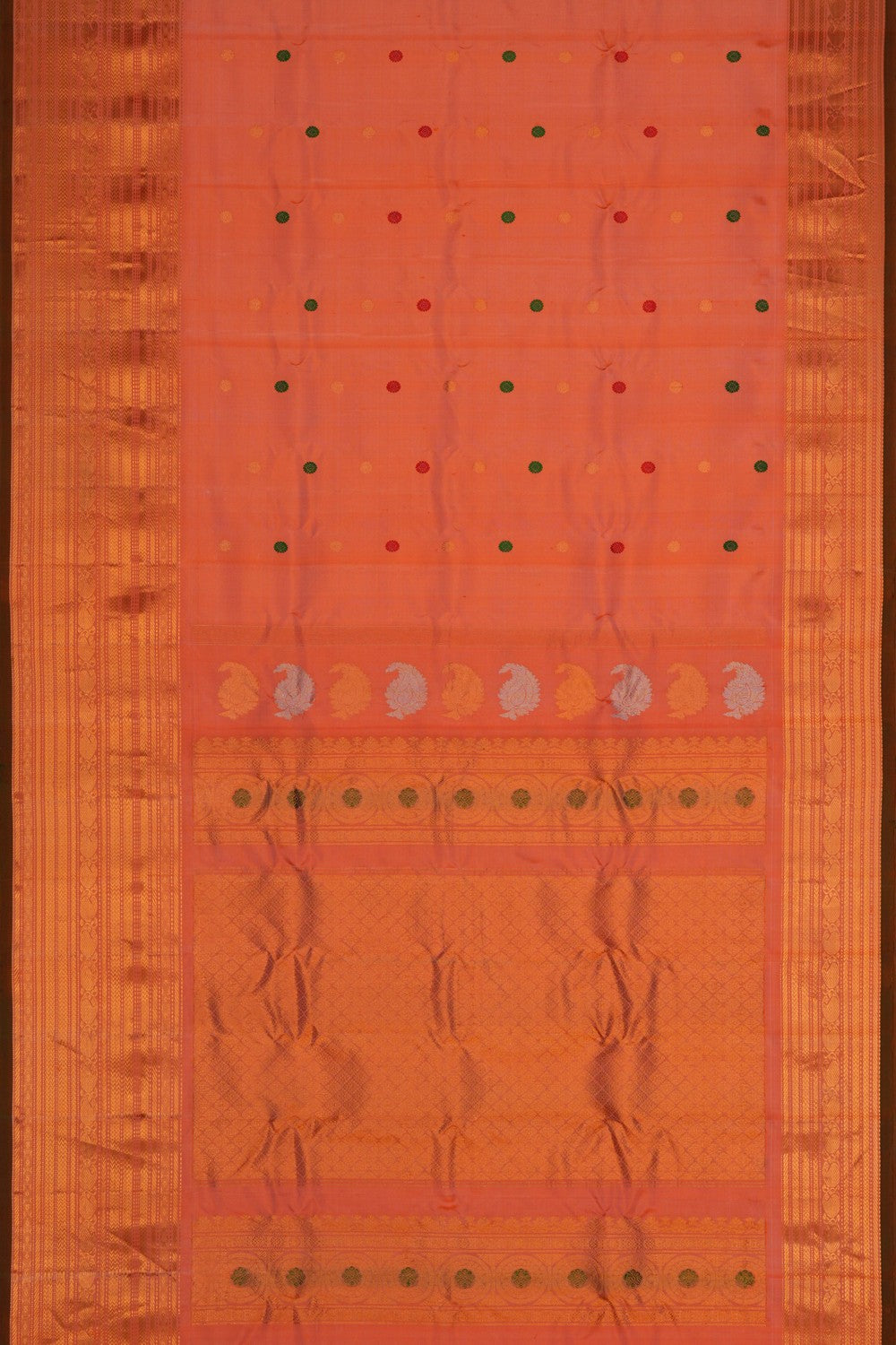 Image of Gadwal Silk Peach Saree
