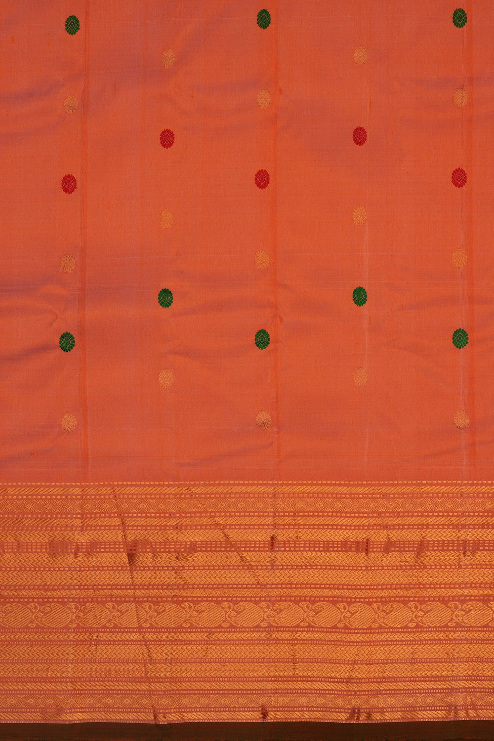 Image of Gadwal Silk Peach Saree