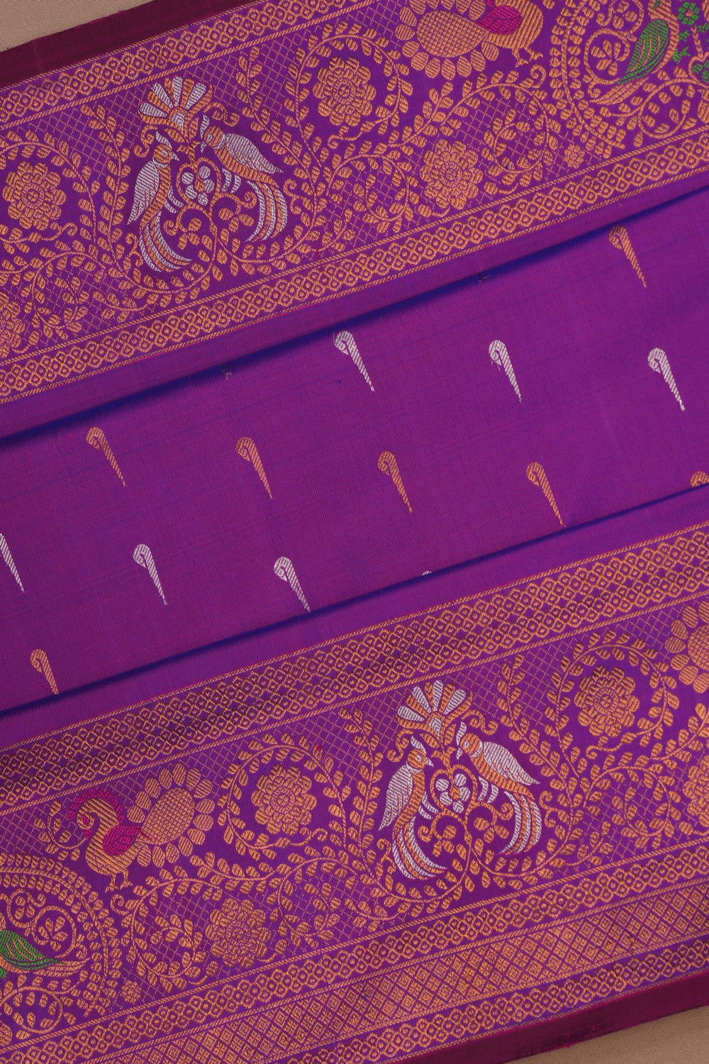 Image of Gadwal Silk Purple Saree