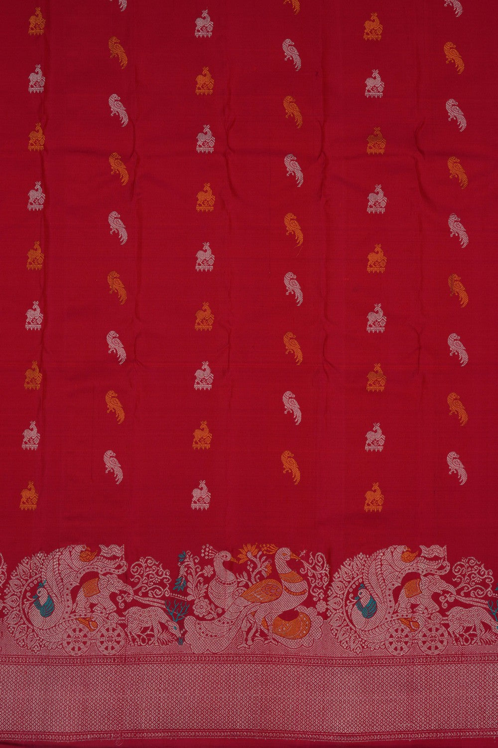 Gadwal Silk Kattam Blue Saree