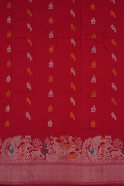 Image of Gadwal Silk Kattam Blue Saree