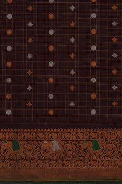 Image of Gadwal Silk Kattam Sage Green Saree