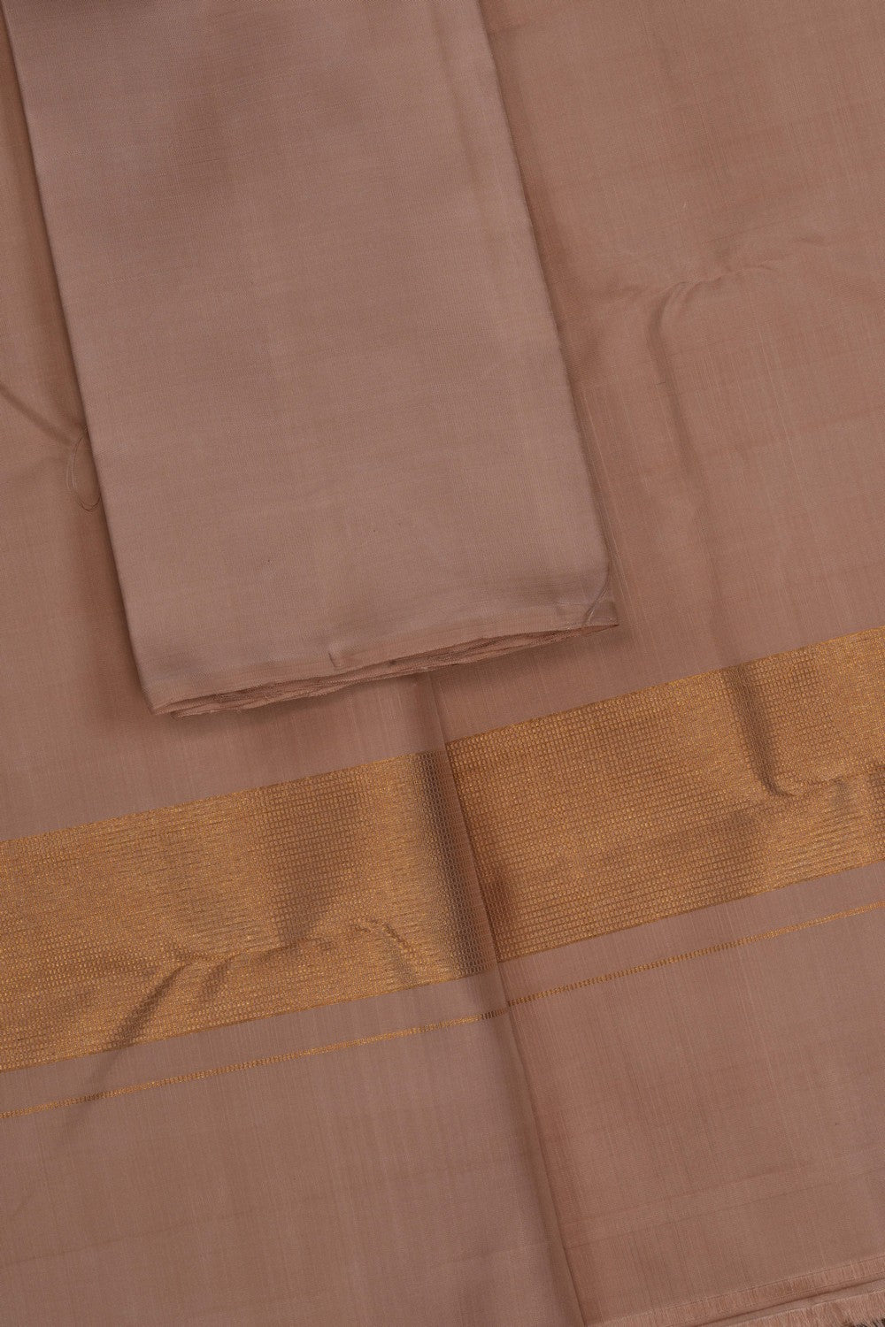 Image of Arani Silk Beige Dhoti With Kanduva (8 X 4) 3 PCS Set