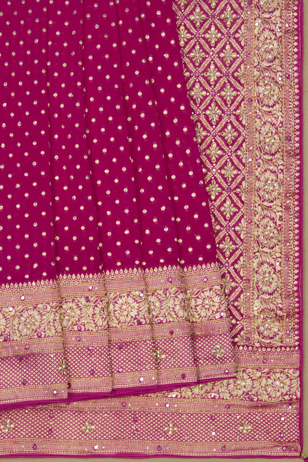 Embroidered Georgette Pink Saree