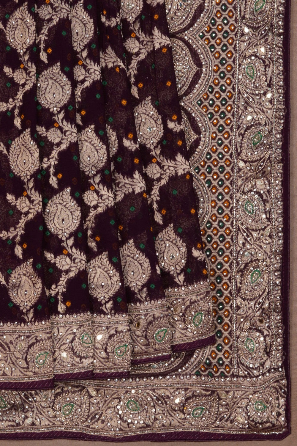 Embroidered Georgette Purple Saree