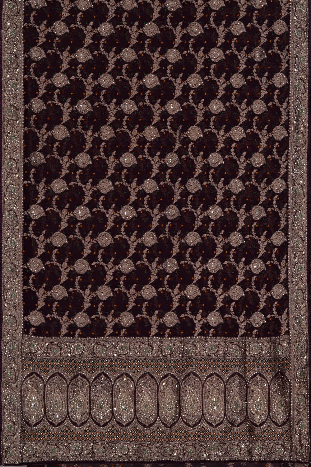 Image of Embroidered Georgette Purple Saree