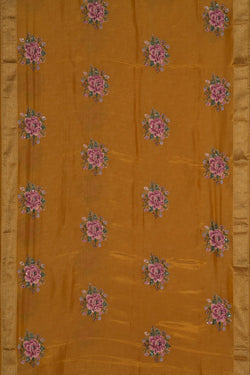 Image of Embroidered Tissue Yellow Saree