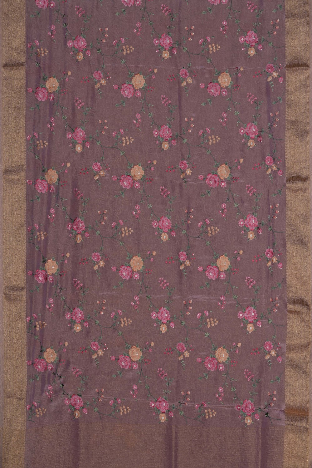 Embroidered Tissue Mauve Purple Saree