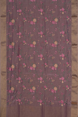 Image of Embroidered Tissue Mauve Purple Saree
