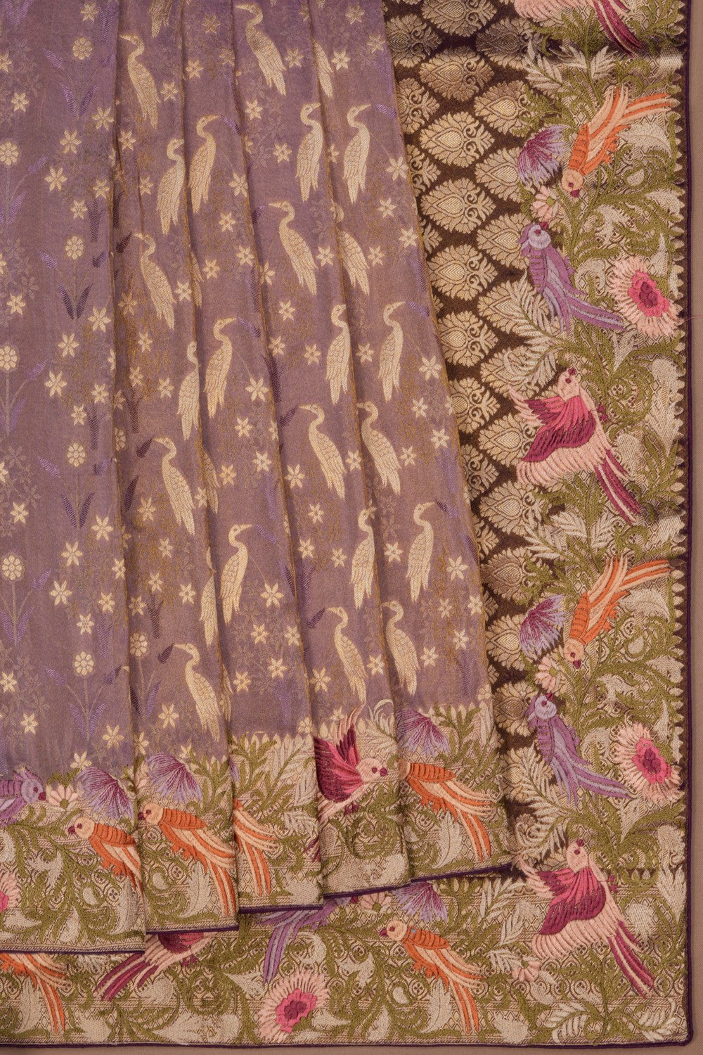 Image of Embroidered Tissue Mauve Purple Saree