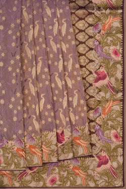 Image of Embroidered Tissue Mauve Purple Saree