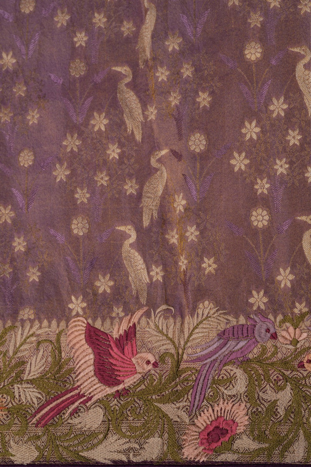 Image of Embroidered Tissue Mauve Purple Saree