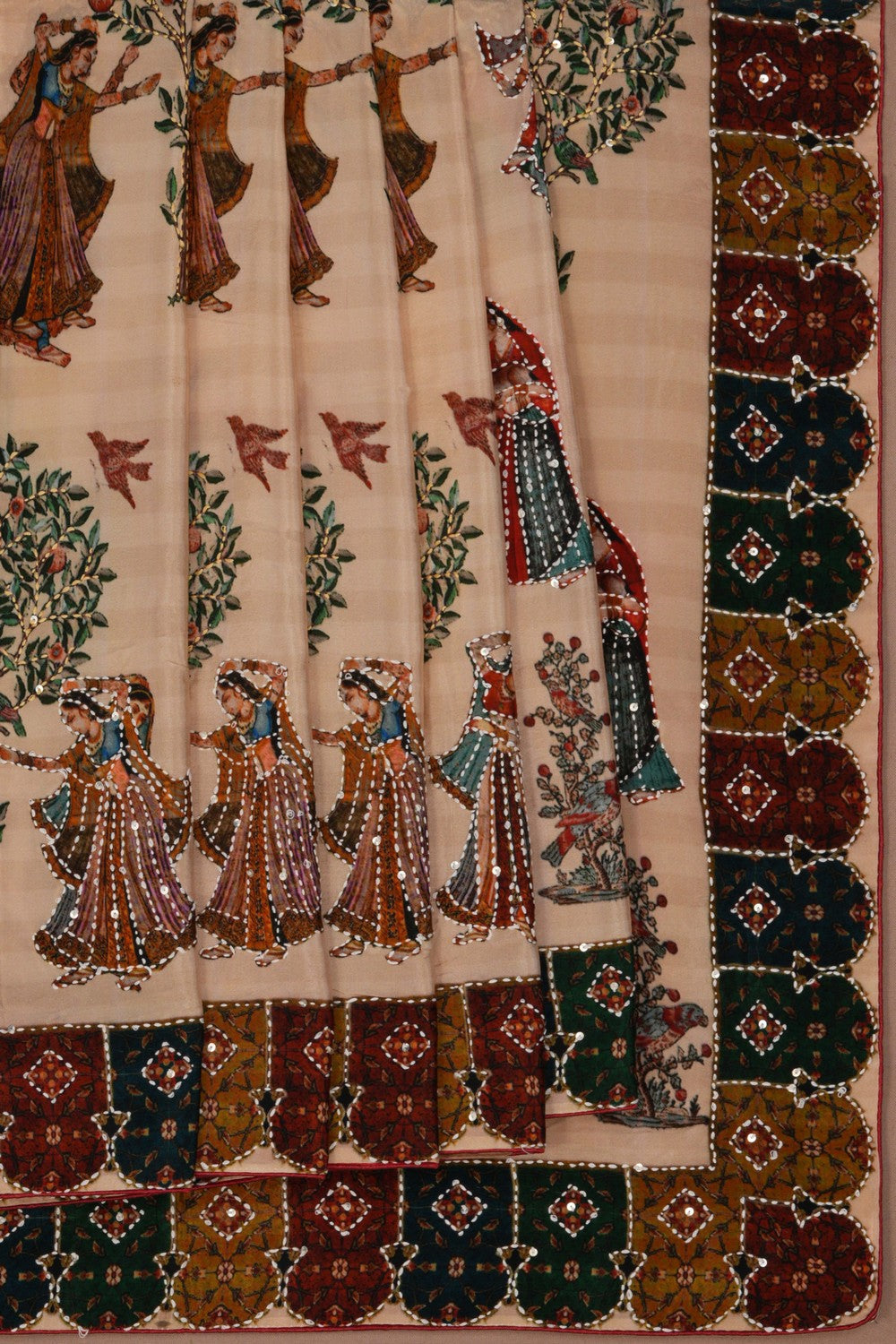 Kantha Stitch Crepe Silk Saree