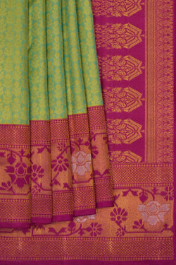 Image of Kanchipuram Silk Sea Green Brocade Saree