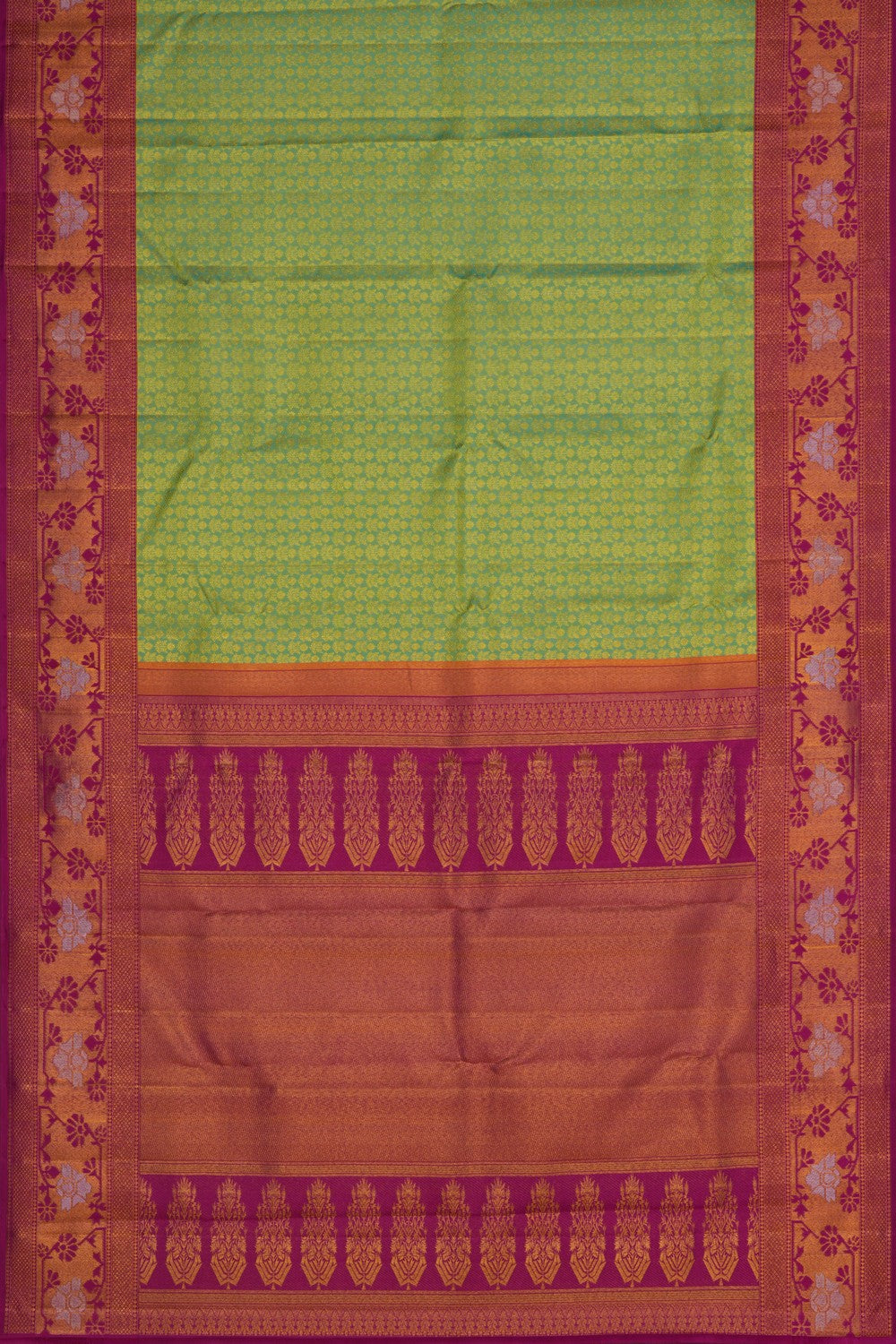 Image of Kanchipuram Silk Sea Green Brocade Saree