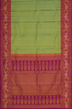 Image of Kanchipuram Silk Sea Green Brocade Saree