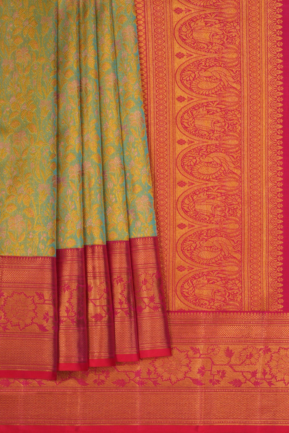 Kanchipattu Green Tissue Brocade Saree